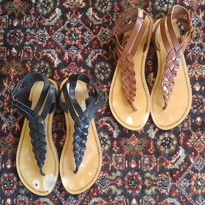 Bundle Two Pairs Ecote Braided Sandals
